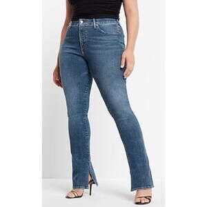 Express Skyscraper Midrise conscious edit blue jeans, slit hems, size 16R
